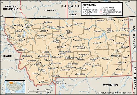 Map of Montana with cities